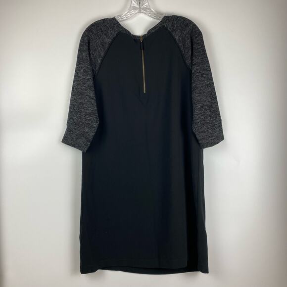 Loft Raglan Knit Shift Dress Black Space Dye Gray Womens Size 10 - Picture 8 of 11